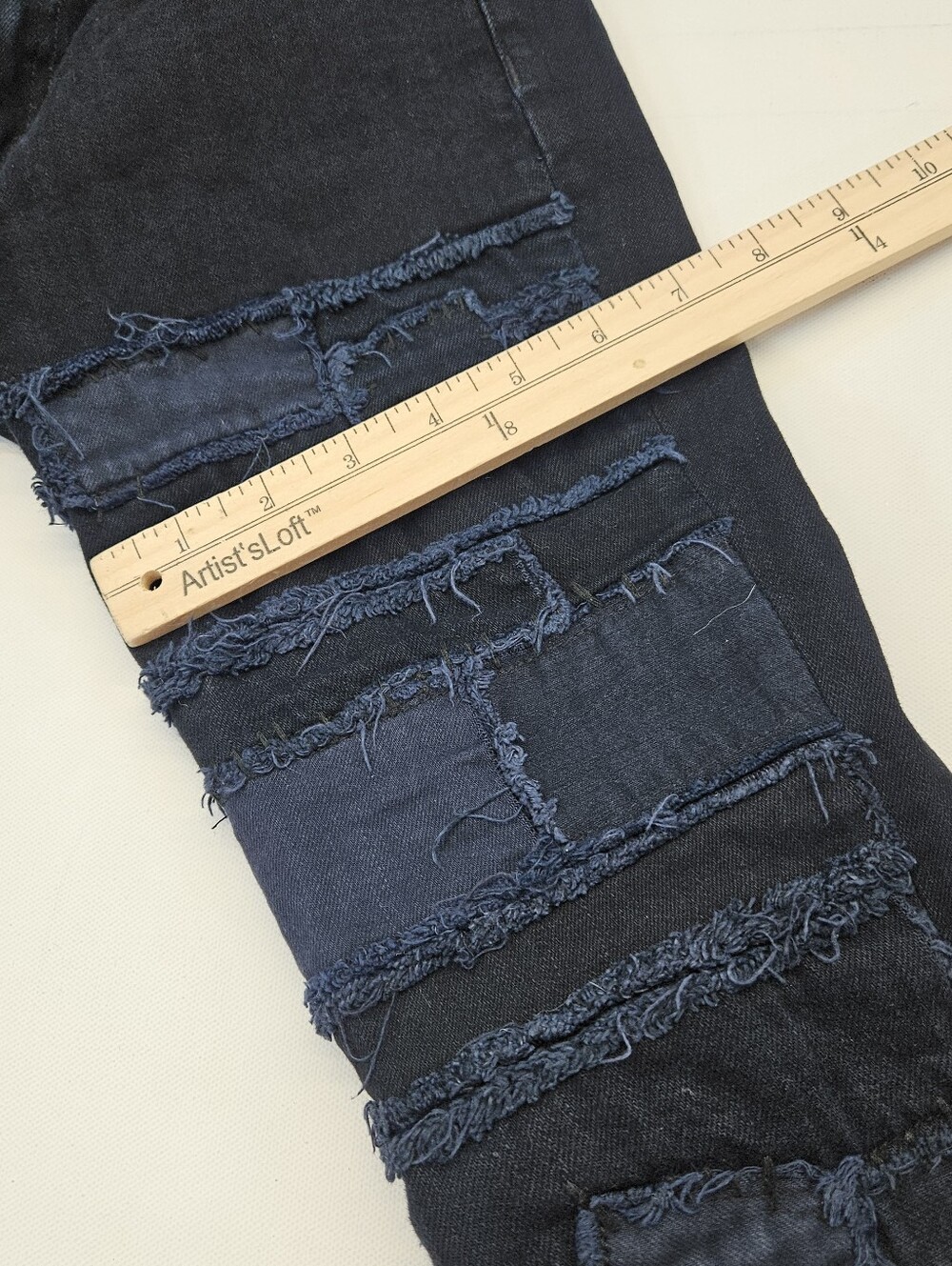RAG & BONE Skinny Patch & Repair Jeans in Torn Coal(Navy w Black Overdye)Size 25 - Picture 8 of 14